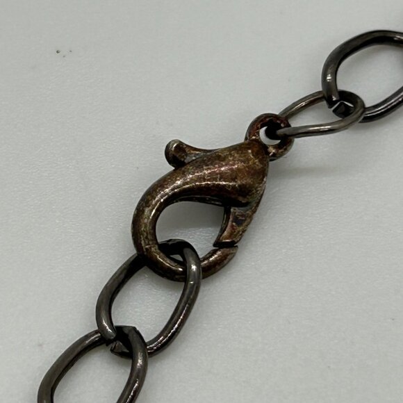 Aurora Borealis Crystal Charm Bracelet W/ Cameo Pendant Antique Black Chain Desi - Picture 7 of 16